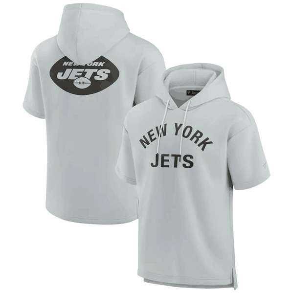 Men's New York Jets Gray Super Soft Fleece Short Sleeve Hoodie